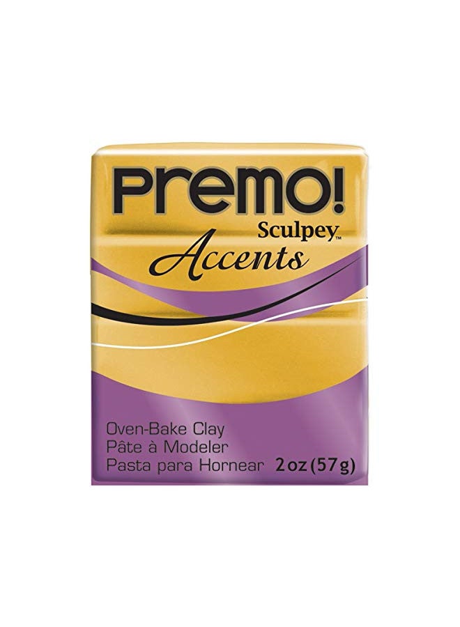 Polyform Sculpey Premo Polymer Oven-Bake Clay, 18K Gold, Non Toxic, 2 oz. bar, Great for jewelry making, holiday, DIY, mixed media and home décor projects. Premium clay Great for clayers and artists.  - Image 1