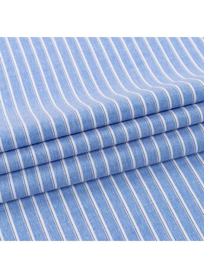 Firs Short-Sleeve Shirt For Men, Summer Men'S Wrinkle-Free Easy-Care Business Casual Striped Dress Shirt, A2181-2 Short-Sleeve Blue Striped, Size 40 - Image 1