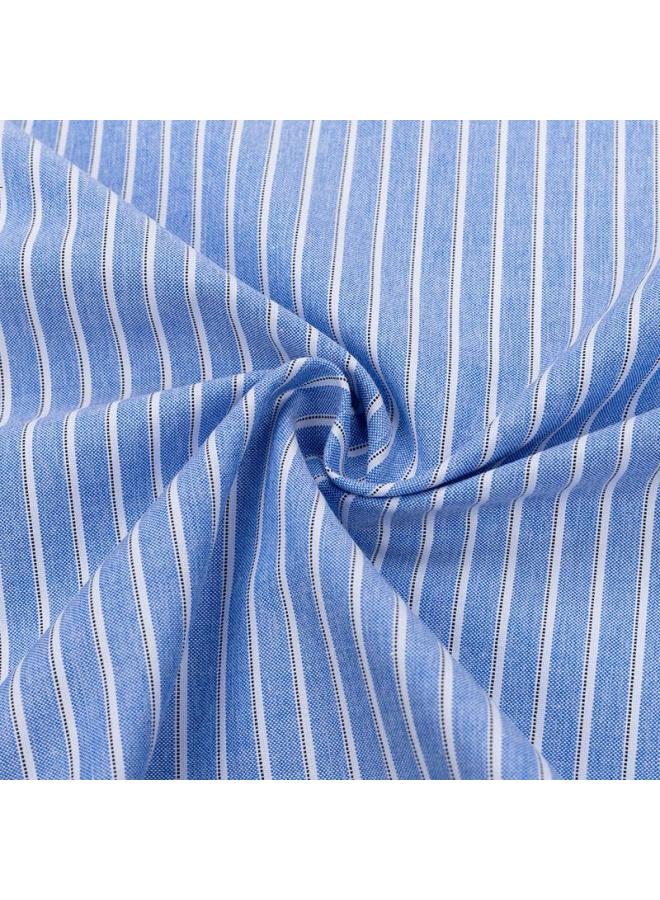 Firs Short-Sleeve Shirt For Men, Summer Men'S Wrinkle-Free Easy-Care Business Casual Striped Dress Shirt, A2181-2 Short-Sleeve Blue Striped, Size 40 - Image 2