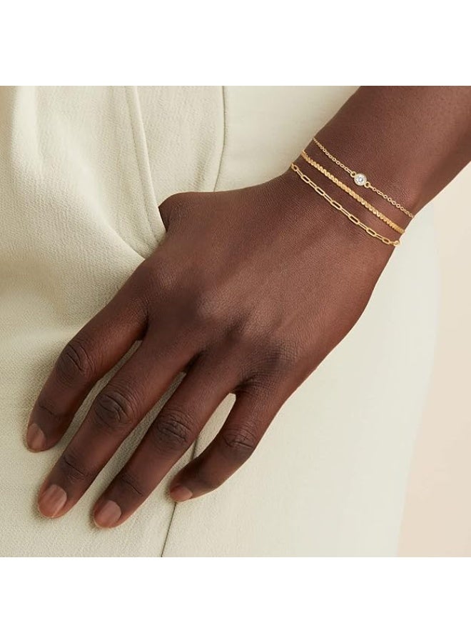 يوكانبي سوار سلسلة مشبك الورق البسيط – قابل للتعديل، رقيق وأنيق للنساء، موضة متعددة الطبقات - Image 4