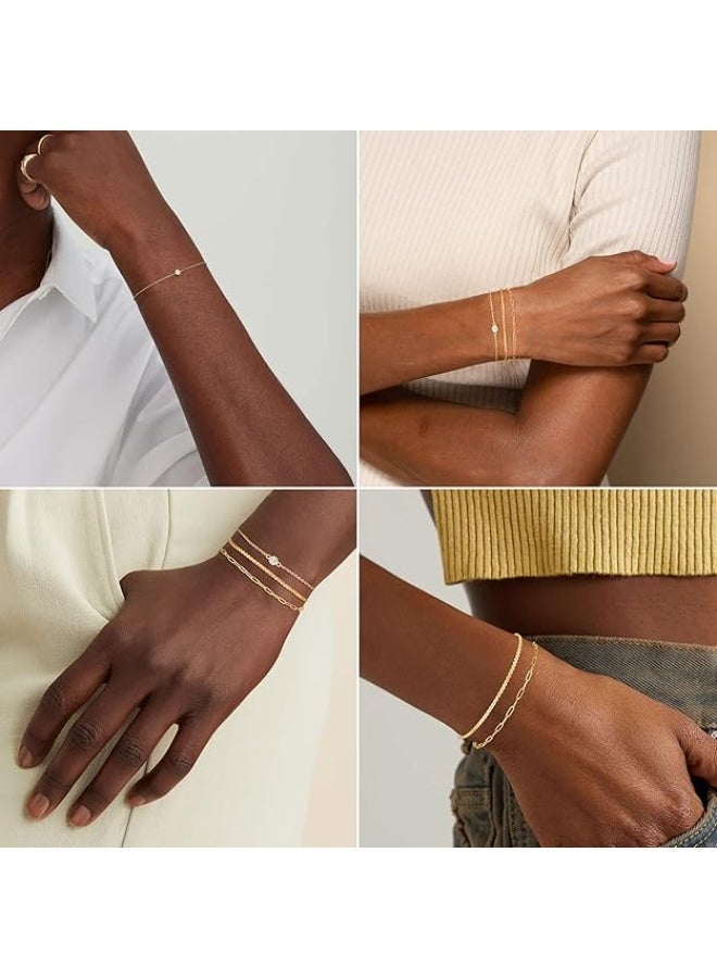 يوكانبي سوار سلسلة مشبك الورق البسيط – قابل للتعديل، رقيق وأنيق للنساء، موضة متعددة الطبقات - Image 3