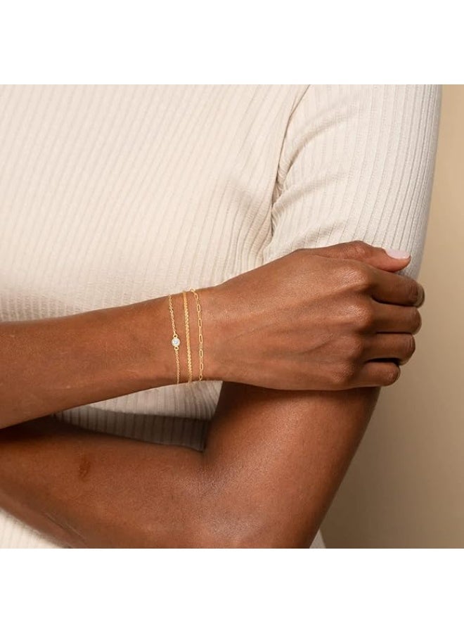 يوكانبي سوار سلسلة مشبك الورق البسيط – قابل للتعديل، رقيق وأنيق للنساء، موضة متعددة الطبقات - Image 1