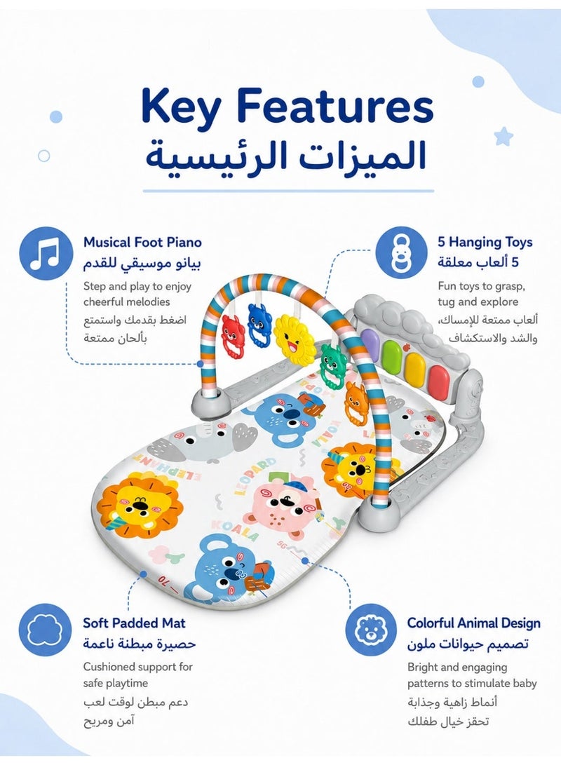 Pedal Piano Baby Play Fitness Mat | Baby Activity Fitness Mat | Educational Crawling Mat for Babies | Rotating Piano Baby Bedding Set with 5 Hanging Toys Floor Crawling Mat Baby Play Fitness Mat - Image 5