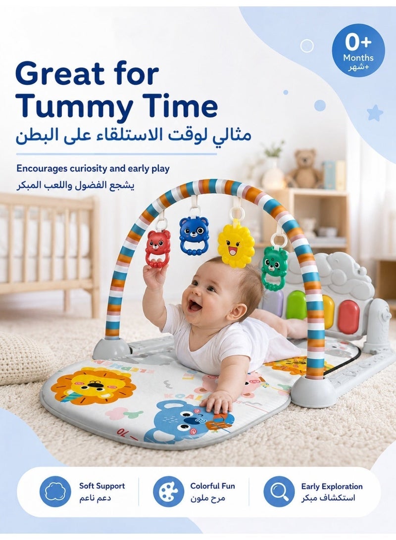 Pedal Piano Baby Play Fitness Mat | Baby Activity Fitness Mat | Educational Crawling Mat for Babies | Rotating Piano Baby Bedding Set with 5 Hanging Toys Floor Crawling Mat Baby Play Fitness Mat - Image 4