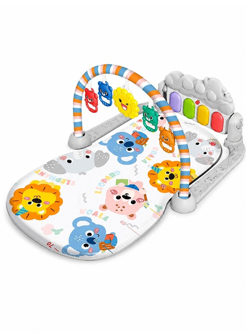 Pedal Piano Baby Play Fitness Mat | Baby Activity Fitness Mat | Educational Crawling Mat for Babies | Rotating Piano Baby Bedding Set with 5 Hanging Toys Floor Crawling Mat Baby Play Fitness Mat - Image 1