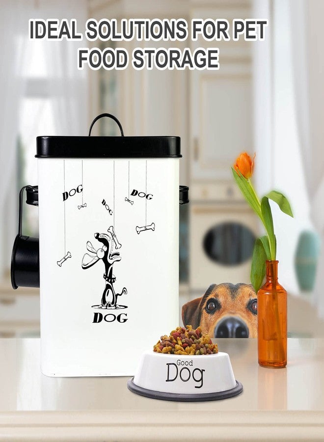 SOTECH Cute Pet Treat Container with Scoop Set,Dog Food Bucket with Lid and Handle White Pet Storage Bin for Small Dogs Cats Food Dry Fresh,Great Gift for Dog Owners(Dog Treat Jar) - Image 5