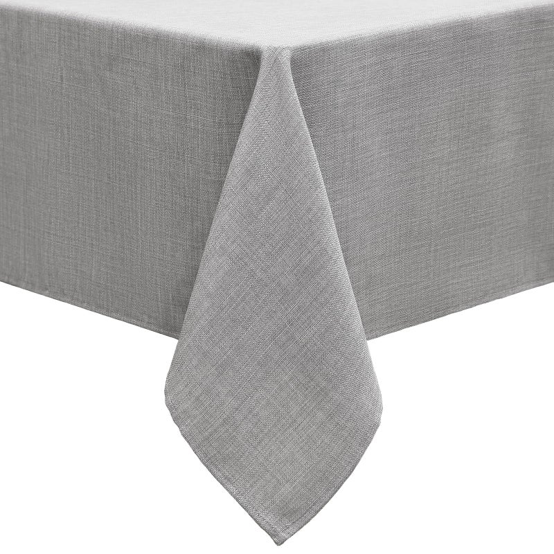 smiry Linen Table Cloth Rectangle 140x300 cm Wipe Clean Tablecloth Water Resistant Table Cover for Kitchen Party Decorations  Grey