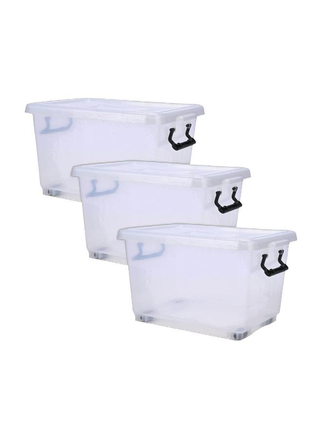 Cosmoplast 22L Clear Plastic Storage Box With Wheels & Lockable Lid (Pack Of 3) - Image 1
