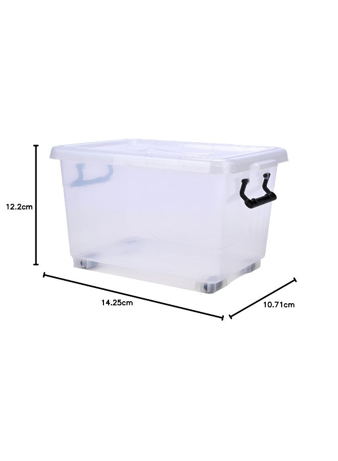 Cosmoplast 22L Clear Plastic Storage Box With Wheels & Lockable Lid (Pack Of 3) - Image 4