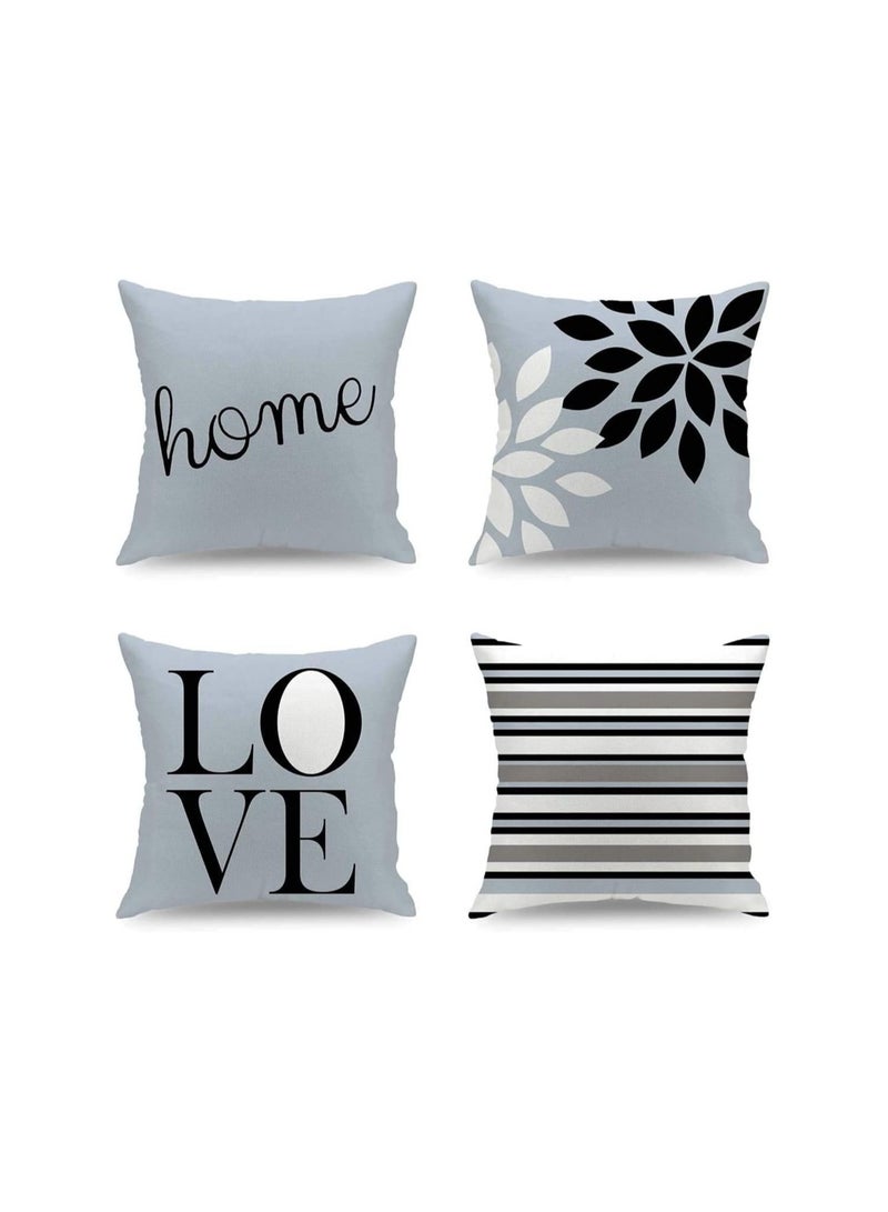 Excefore Throw Pillow Covers Set, Decorative Couch Geometric Pattern Cushion Covers, KASTWAVE Perfect to Outdoor Patio Garden Living Room Sofa Farmhouse Car Chair Home Decor 18 x 18 Cm, 4 Pcs  - Image 1