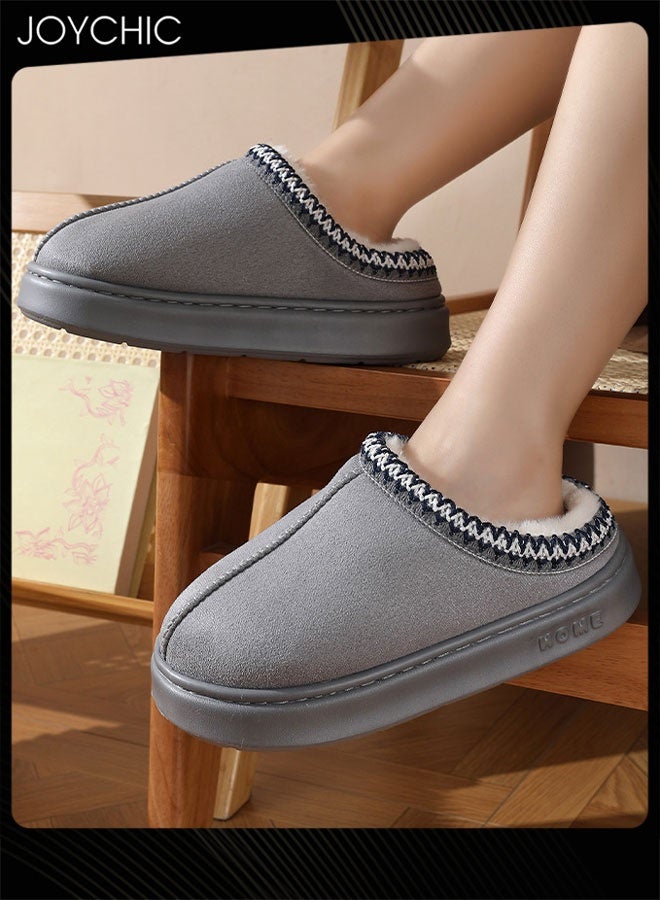 Joychic Ethnic-Style Autumn and Winter Lace-Trimmed Cotton Slippers Indoor Bedroom Outdoor Warm Slippers for Men and Women - Image 2