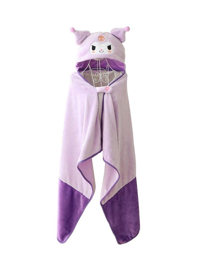 General Cute kuromi hooded cape shoulder blanket, thickened warm nap cape, ladies hooded bed blanket, cute wool blanket with buttons and hood（100×150CM）  - Image 1