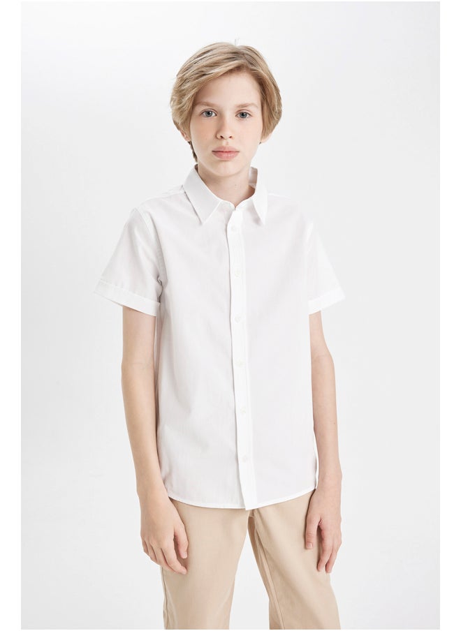 DeFacto Boy Woven Regular Fit Polo Neck Short Sleeve Shirt  - Image 2