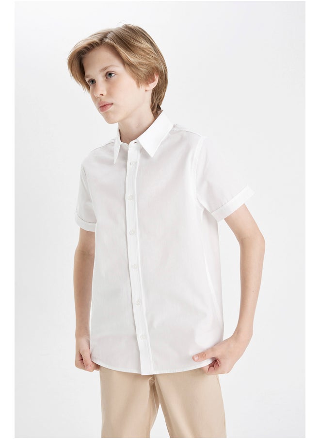 DeFacto Boy Woven Regular Fit Polo Neck Short Sleeve Shirt  - Image 4