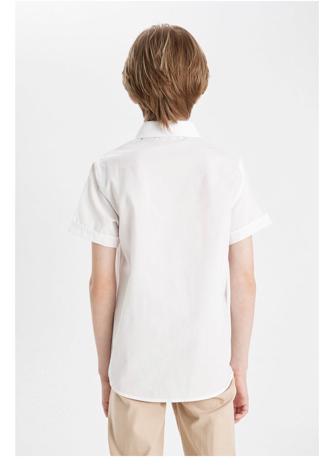 DeFacto Boy Woven Regular Fit Polo Neck Short Sleeve Shirt  - Image 3