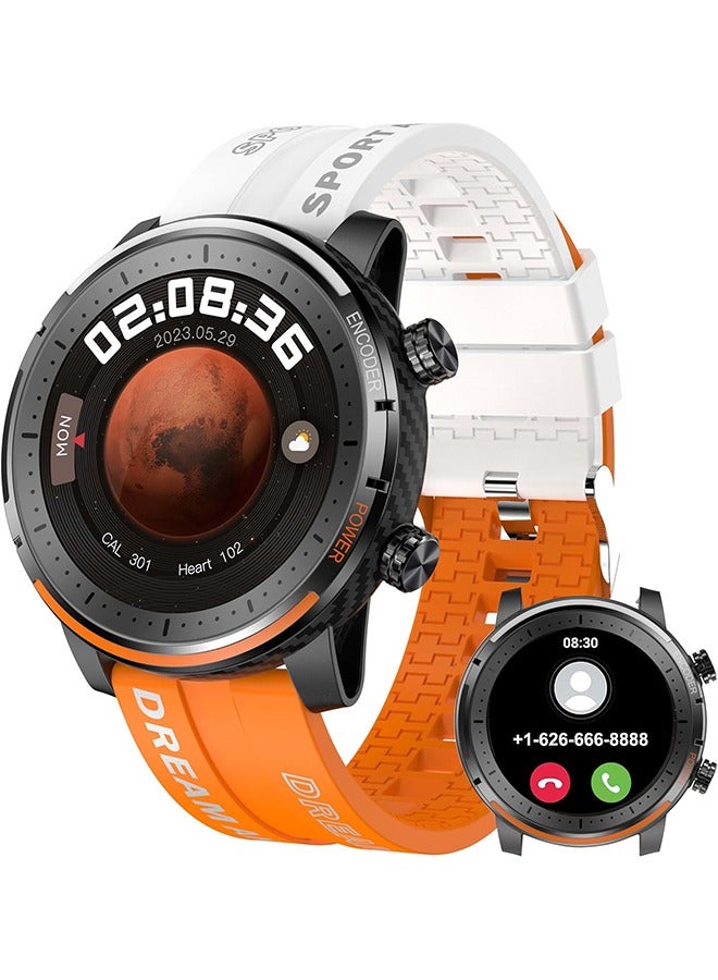 RollsTimi  Smartwatch for Men, 1.3" HD Touch screen Fitness Tracker with Sleep Heart Rate Monitor, 123 Sport Modes, Smartwatch for Android iOS,Orange - Image 1