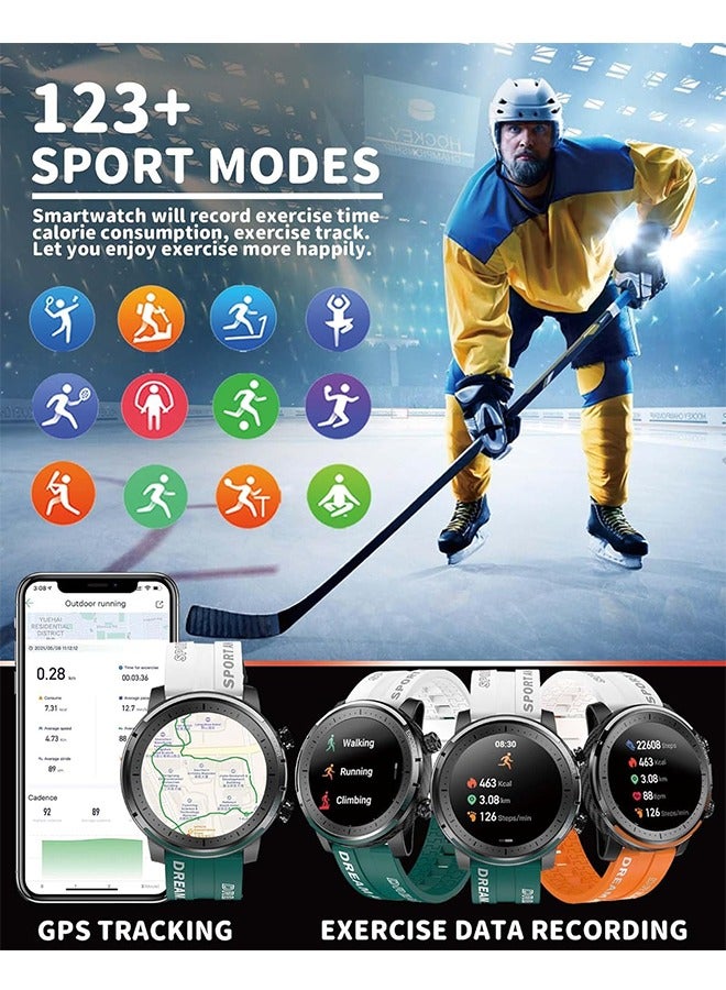 RollsTimi  Smartwatch for Men, 1.3" HD Touch screen Fitness Tracker with Sleep Heart Rate Monitor, 123 Sport Modes, Smartwatch for Android iOS,Orange - Image 5