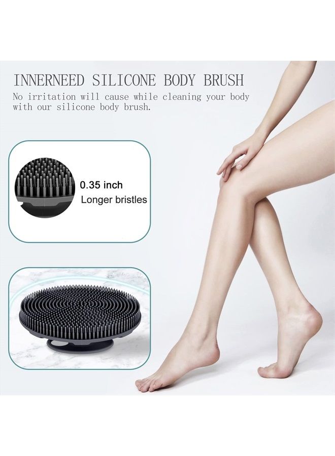 Innerneed Food-Grade Soft Silicone Body Scrubber Shower Brush Handheld Cleansing Skin Brush, Gentle Exfoliating and Lather Well (Black) - Image 5
