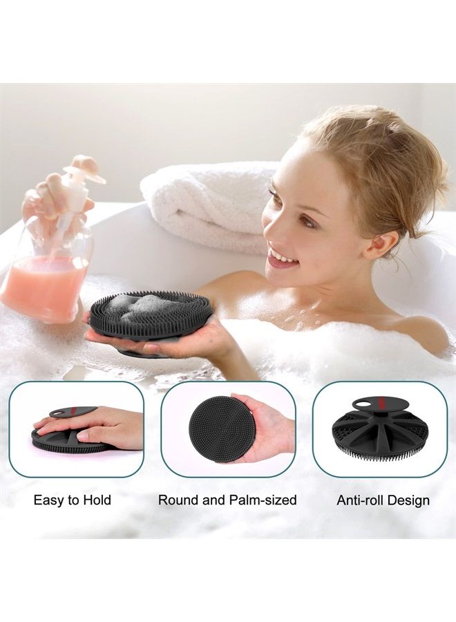 Innerneed Food-Grade Soft Silicone Body Scrubber Shower Brush Handheld Cleansing Skin Brush, Gentle Exfoliating and Lather Well (Black) - Image 2