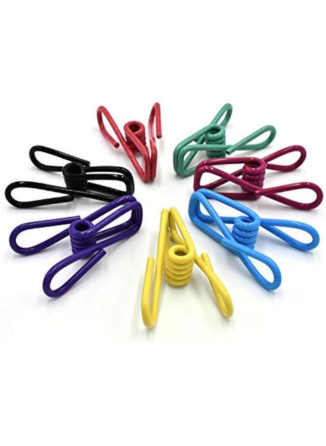 Generic - 30 Pack Metal Multipurpose Colorful Clothespins Hook Holder in Basket for Clothesline Kitchen Bag Sealer - Image 1