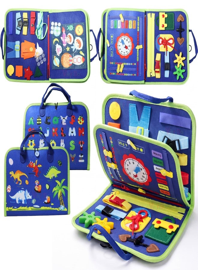 VikriDA Busy Board Activity Binder Interactive Sensory Educational Toy for Toddlers Supports Fine Motor Skills & Creativity with Activities for Kids Soft Felt Busy Binder Birthday Gift- Blue - Image 1