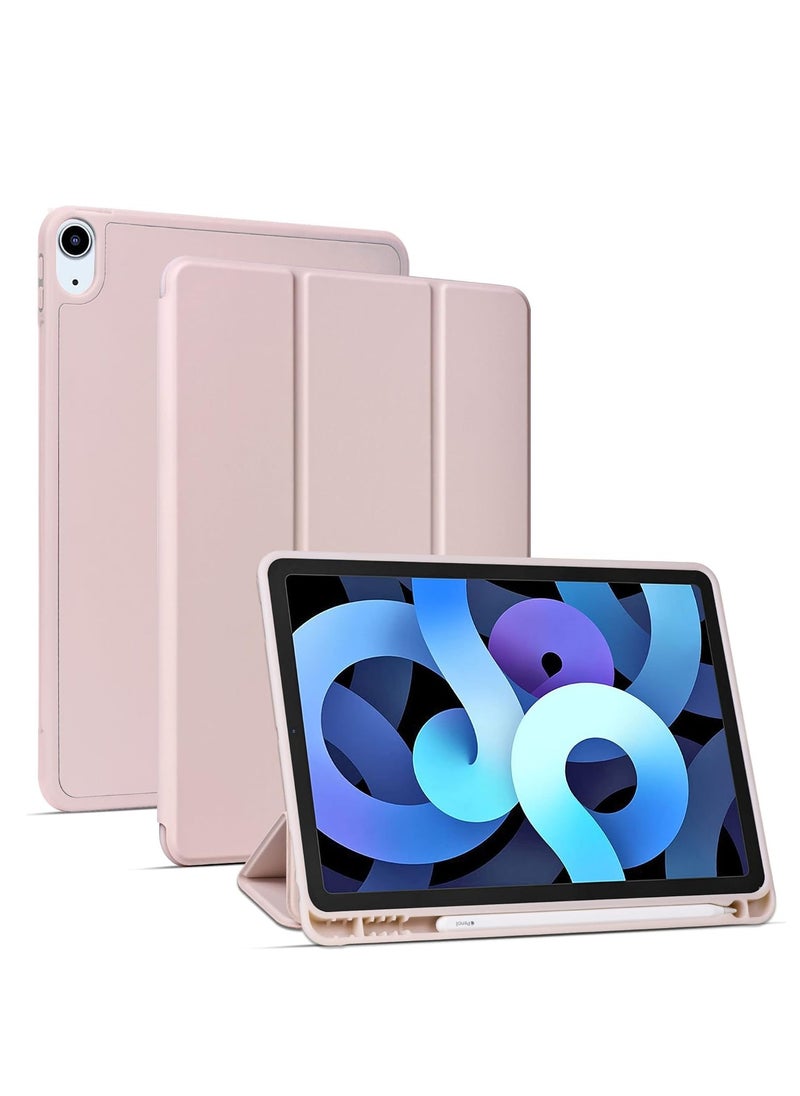 Case New iPad 10th Generation Case 2022 10.9 Inch with Pencil Holder, Trifold Stand Smart Case with Soft TPU Back,Auto Wake/Sleep(Pink)  - Image 1