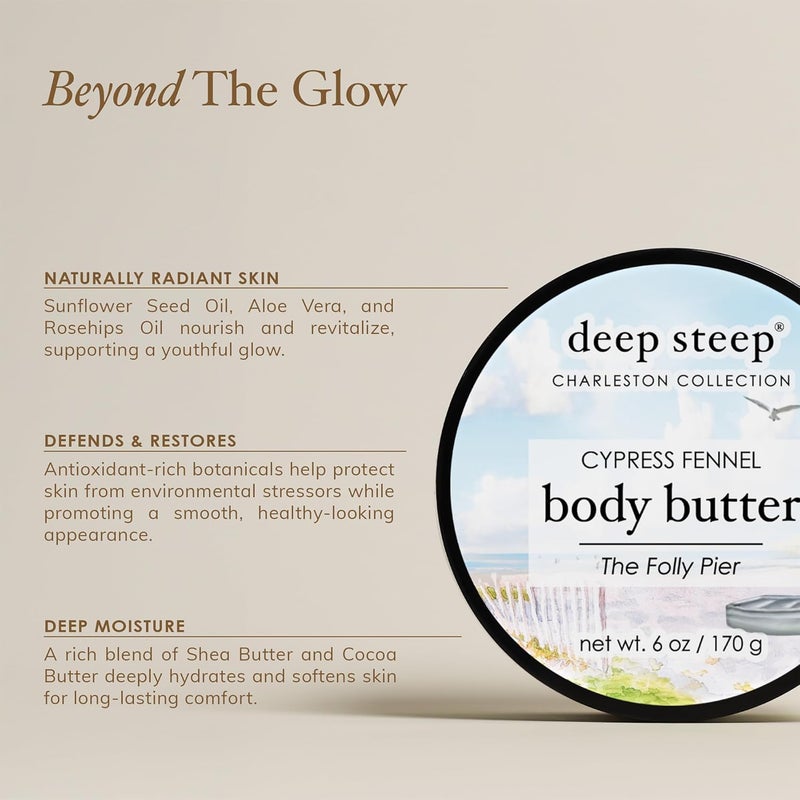 Deep Steep Body Butter Peach Praline The Old Village 6 oz Rich Moisturizer with Ceramides Coconut Oil Argan Oil Aloe Vera Vegan Clean Beauty Smooth Hydrated Skin - Image 4