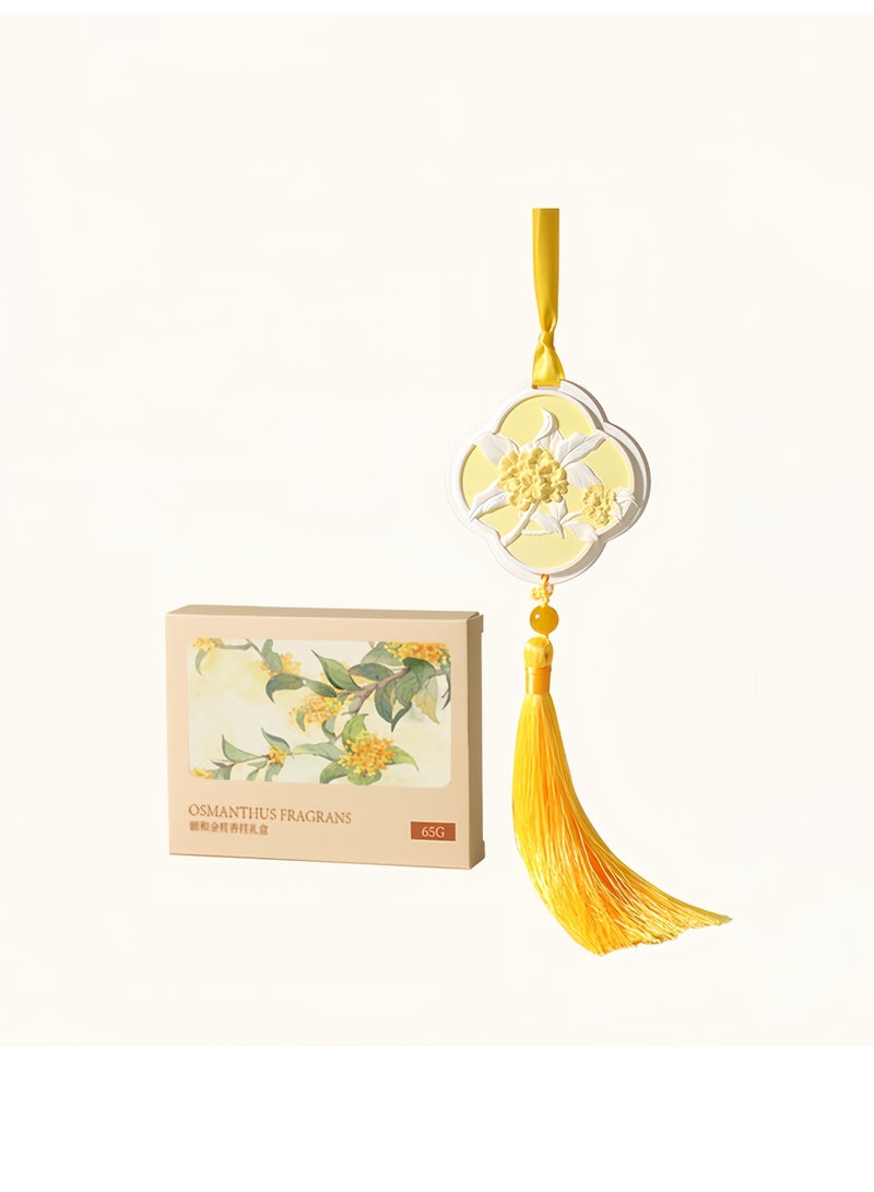 Chinese Style Four Seasons Osmanthus Scented Gypsum Solid Air Freshener, Car Aromatherapy Tablet Hanging Ornament, Gift for Her/ Him, Home & Car Fragrance Decor - Image 5