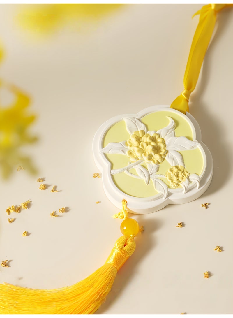 Chinese Style Four Seasons Osmanthus Scented Gypsum Solid Air Freshener, Car Aromatherapy Tablet Hanging Ornament, Gift for Her/ Him, Home & Car Fragrance Decor - Image 4