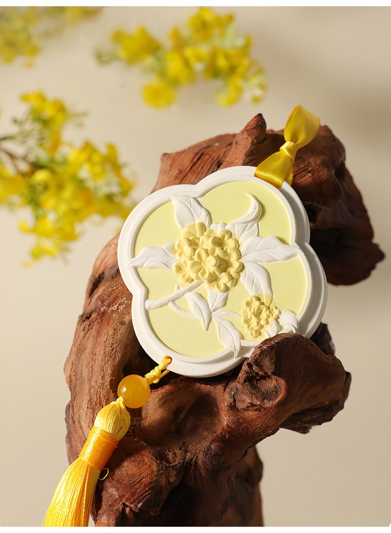 Chinese Style Four Seasons Osmanthus Scented Gypsum Solid Air Freshener, Car Aromatherapy Tablet Hanging Ornament, Gift for Her/ Him, Home & Car Fragrance Decor - Image 3