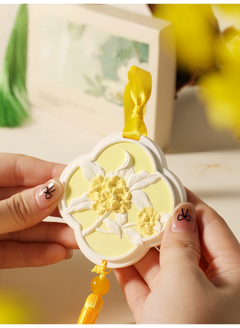 Chinese Style Four Seasons Osmanthus Scented Gypsum Solid Air Freshener, Car Aromatherapy Tablet Hanging Ornament, Gift for Her/ Him, Home & Car Fragrance Decor - Image 2