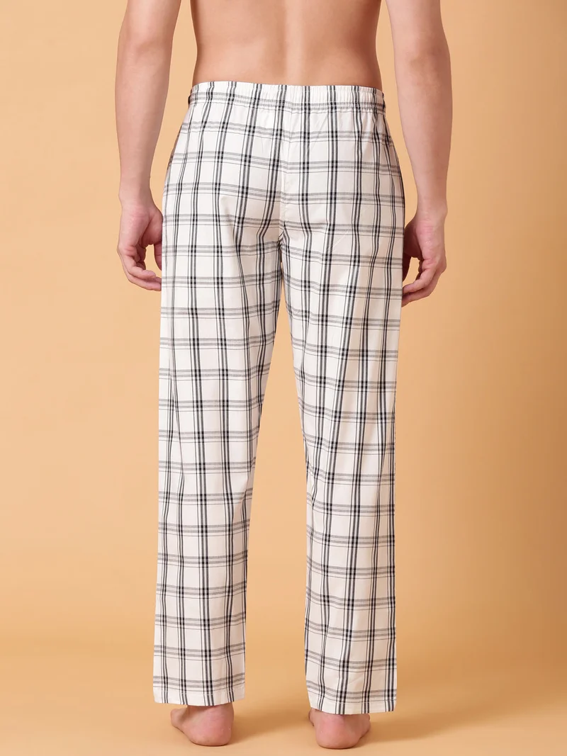Joven Crystal White JOVEN Men Checked Cotton Lounge Pant  | Best Price UAE