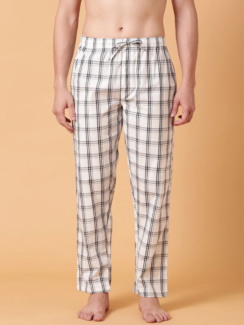 JOVEN Men Checked Cotton Lounge Pant
