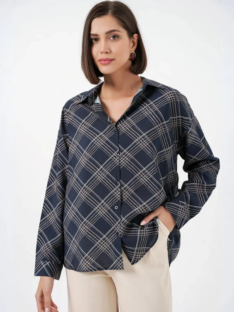 بيغ دارت BDART Oversized Plaid Button-Up Shirt