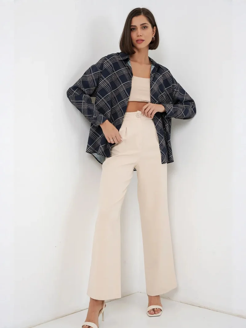 بيغ دارت BDART Oversized Plaid Button-Up Shirt