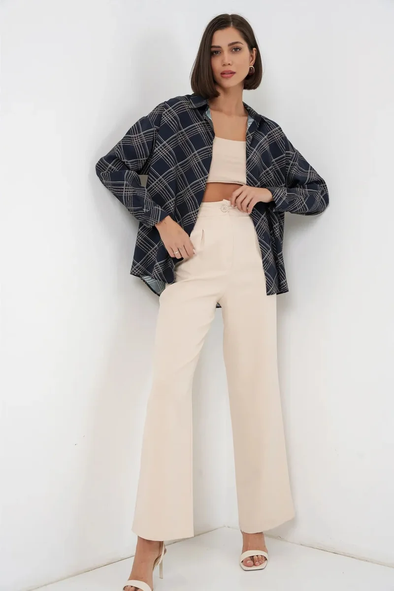 بيغ دارت BDART Oversized Plaid Button-Up Shirt
