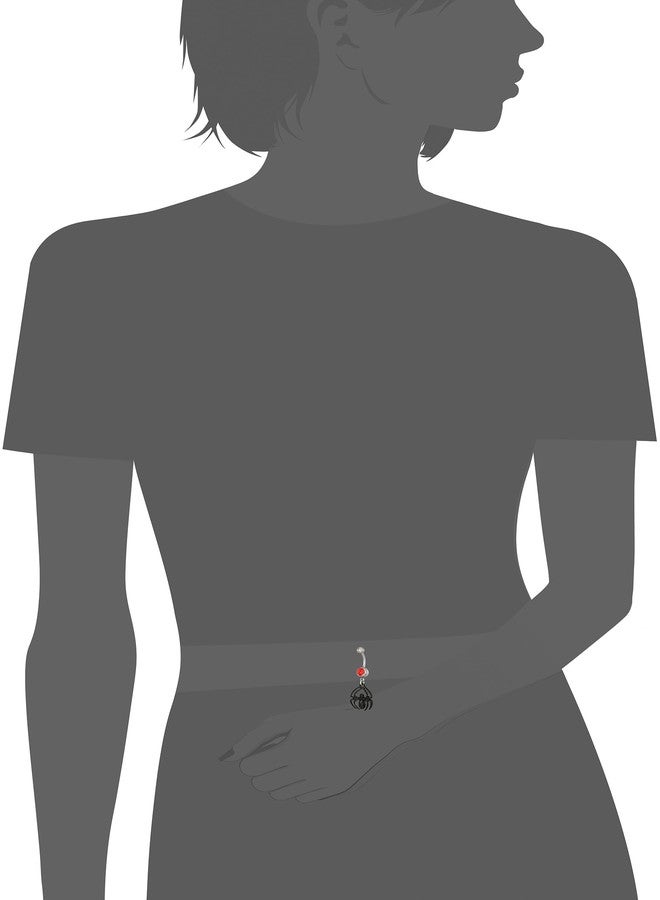 Marvel Comics Spider-Man 316L Surgical Steel With Red Cz Dangle Charm Navel Rings-14 Gauge (7/16 Inch) - Image 2