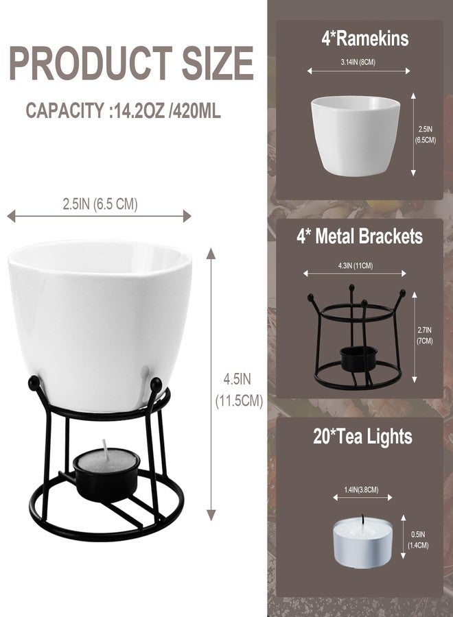 سخان زبدة كبير من لوفان سعة 420 مل، 4 قطع سخانات زبدة للمأكولات البحرية والجبن، مع مجموعة من 20 شمعة صغيرة لإذابة الزبدة والشوكولاتة، مناسب لأعياد الميلاد والذكرى السنوية وعيد الميلاد - أبيض - Image 2