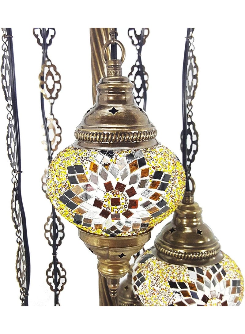 Quick Cart Turkish/Moroccan Tiffany Style Ottoman Lamp With 5 Gold Globe Bulb Floor Light | Antique Lantern Perfect for House warming, Birthday & Anniversery Party Gift | Perfect For Office & Hotel  - Image 2