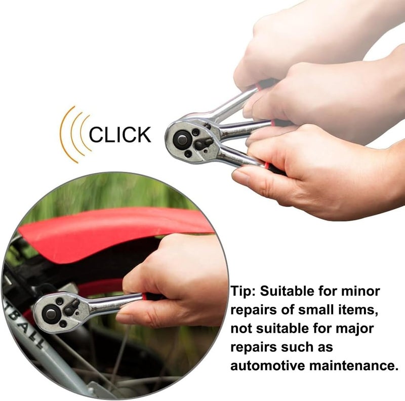 Egofine 12pcs 1/4 Inch Mini Ratchet Socket Wrench Set, Drive Socket Set with 10 Sockets (4-13mm) and 2 Way Quick Released Ratchet Handle and Extension Bar - Image 2