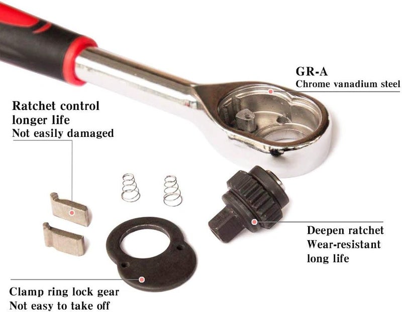 Egofine 12pcs 1/4 Inch Mini Ratchet Socket Wrench Set, Drive Socket Set with 10 Sockets (4-13mm) and 2 Way Quick Released Ratchet Handle and Extension Bar - Image 4