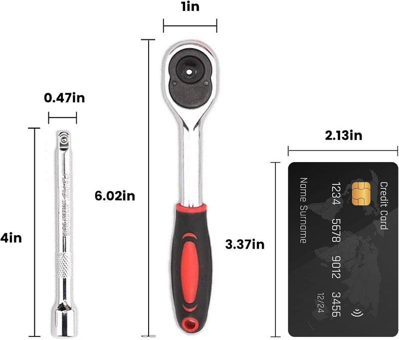 Egofine 12pcs 1/4 Inch Mini Ratchet Socket Wrench Set, Drive Socket Set with 10 Sockets (4-13mm) and 2 Way Quick Released Ratchet Handle and Extension Bar - Image 3