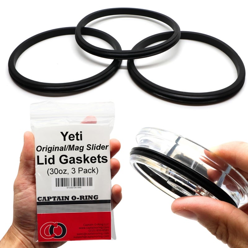 Captain O-Ring â€“ Replacement Lid Seal Gaskets for Yeti Stainless Steel Insulated Tumbler Mugs (3 Pack) [30 oz Lid Size] - Image 1