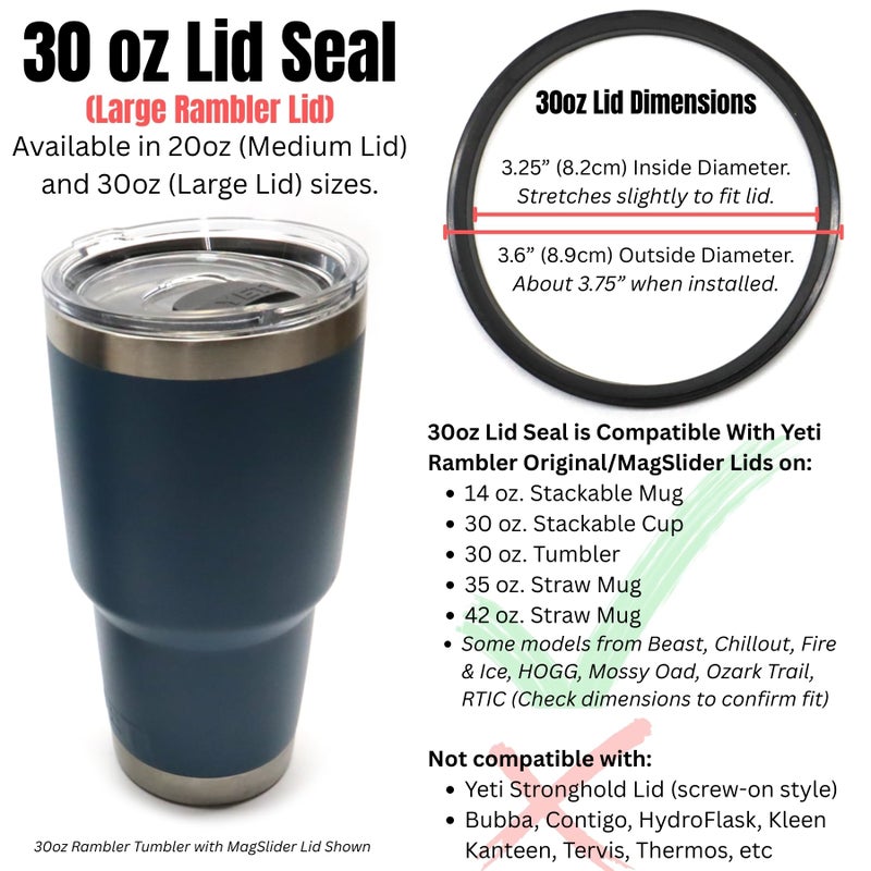 Captain O-Ring â€“ Replacement Lid Seal Gaskets for Yeti Stainless Steel Insulated Tumbler Mugs (3 Pack) [30 oz Lid Size] - Image 2