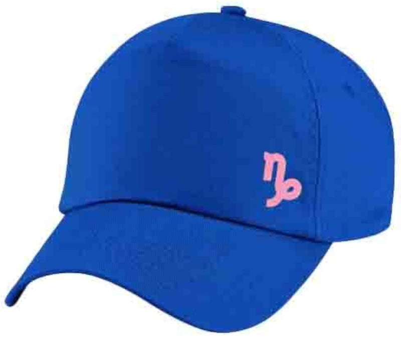 Blue Cap with Capricorn zodiac Pink Color Logo