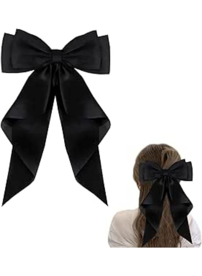 Big Hair Bow Clips White Ribbon Hair Bows for Girls Women Bow Alligator Hair Clips Bowknot Hair Clip Hair Bow Barrettes for Girls Bows Hair Clips Hair Accessories for Birthday Christmas - Image 1