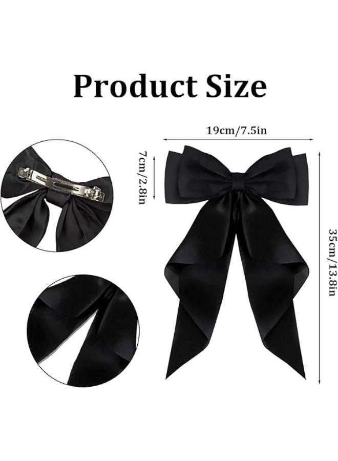 Big Hair Bow Clips White Ribbon Hair Bows for Girls Women Bow Alligator Hair Clips Bowknot Hair Clip Hair Bow Barrettes for Girls Bows Hair Clips Hair Accessories for Birthday Christmas - Image 2