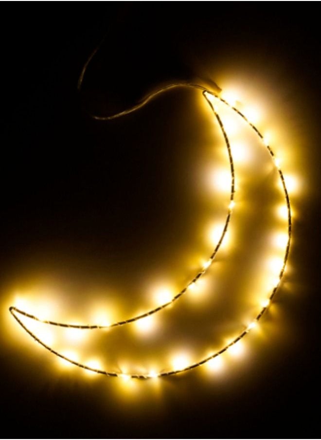 Hilalful HILALFUL Decorative LED Light | Crescent Shaped | For Living Room, Bedroom, Indoor, Outdoor | Waterproof Patio Light | For Home Decoration in Ramadan, Eid, Wedding | Battery Operated | Islamic Gift  - Image 4