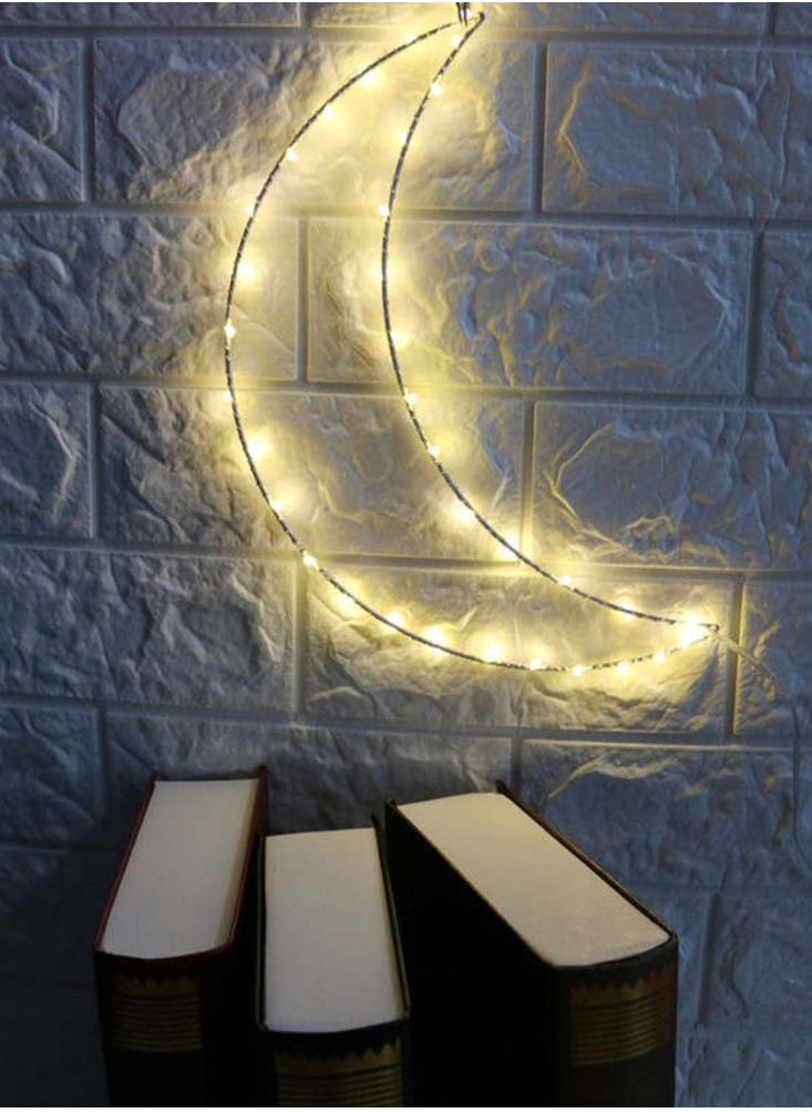 Hilalful HILALFUL Decorative LED Light | Crescent Shaped | For Living Room, Bedroom, Indoor, Outdoor | Waterproof Patio Light | For Home Decoration in Ramadan, Eid, Wedding | Battery Operated | Islamic Gift  - Image 2