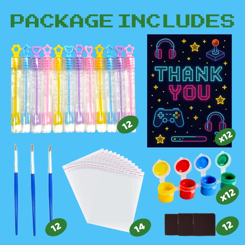 GOGREENWOVEN Video Game Party Favors - 12 PCS Gamer Birthday Party Supplies - Gaming Bubbles & Paint Crafts - Game On Birthday Decorations Goodie Bags Gifts Prizes - Image 4
